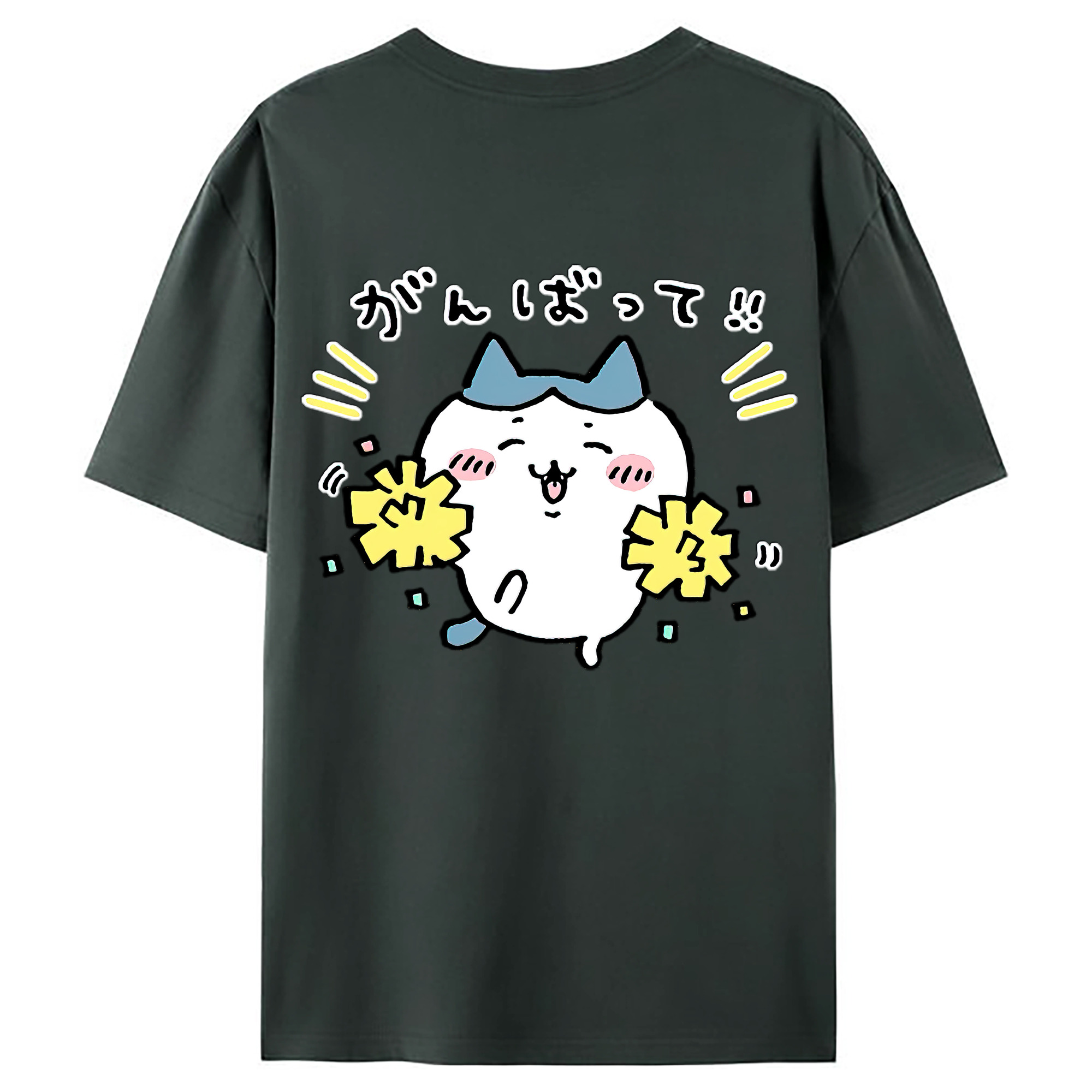 （画像用） ちいかわ ハチワレ Chii-kawa hachiware 綿100％ メンズ半袖Tシャツ（バックプリント） 通気性